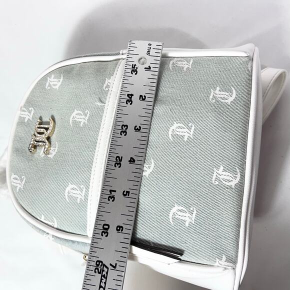 Juicy Couture Mini Backpack Denim White w/ Wallet Bag Purse New - Picture 10 of 11